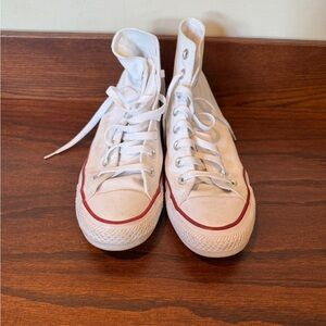Converse White High-Top Sneakers with Red Trim